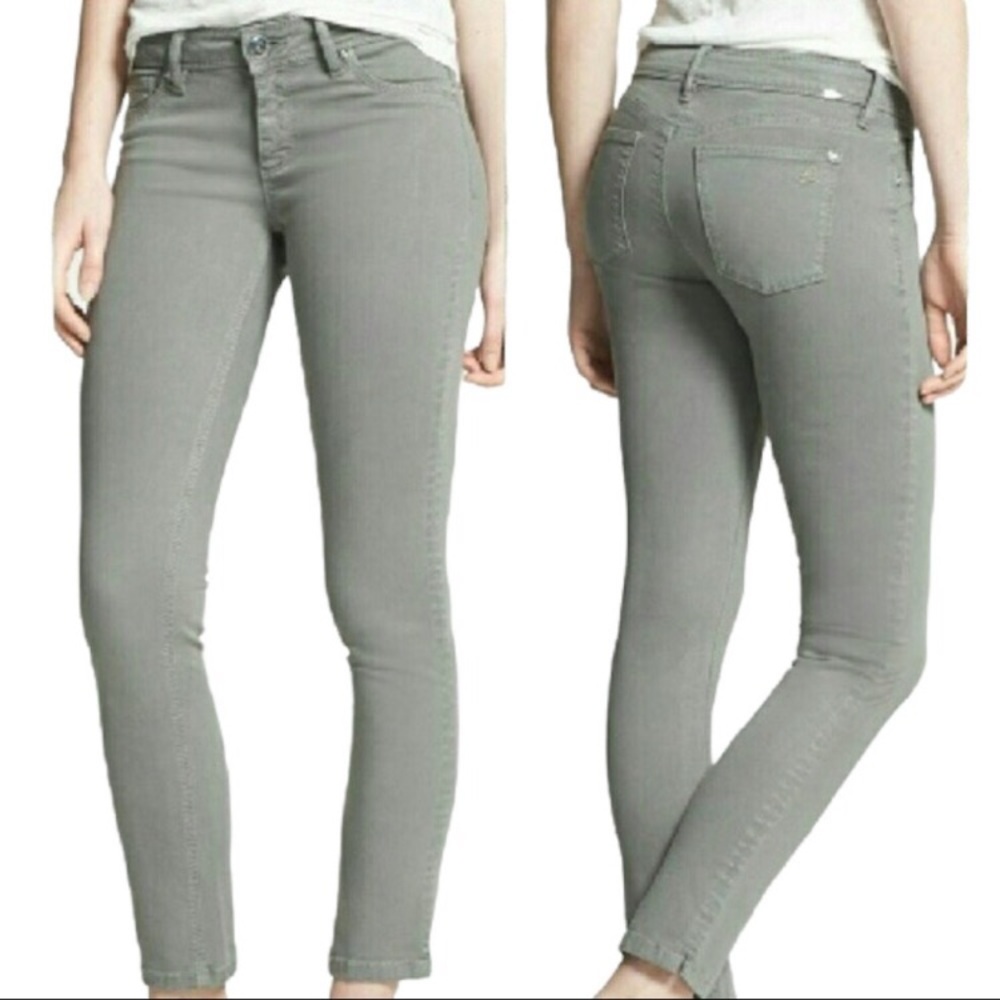 Lk NEW DL1961 Angel Mid Rise Skinny Ankle Jeans Ellington Green Grey pants 24